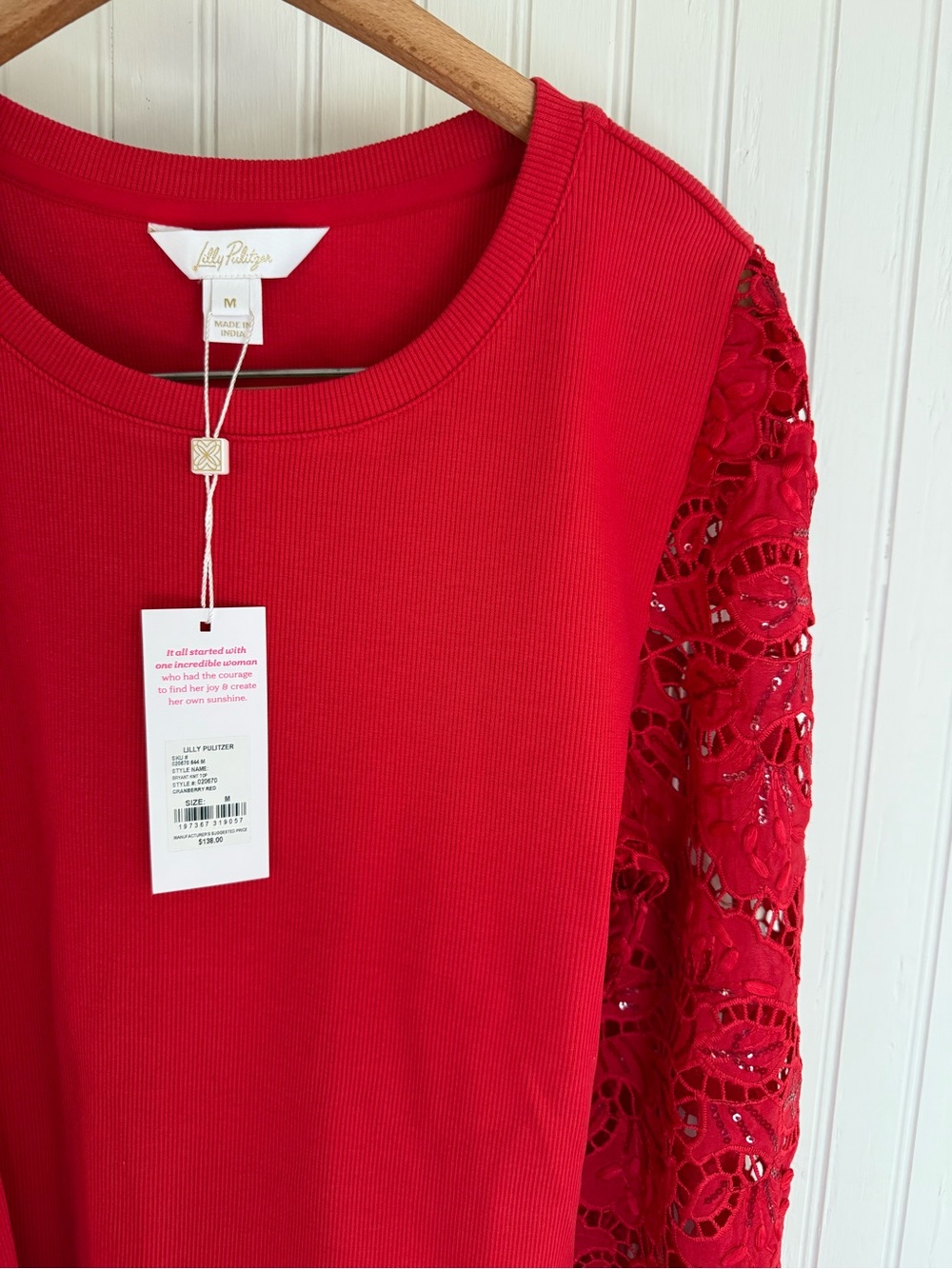 Lilly Pulitzer Red Lace Top Size M - Picture 5 of 6